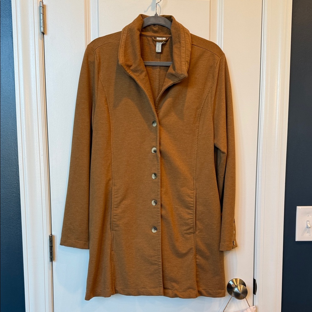 Sahalie Long Button Up Cardigan in Brown size XL